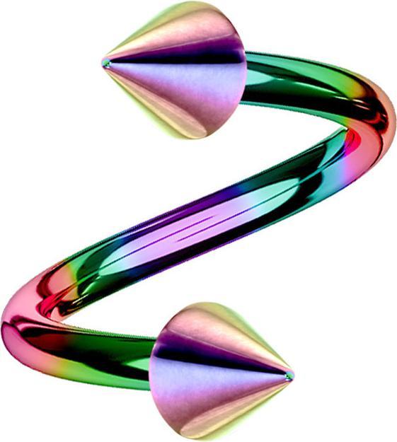 Produktbild Star Piercing Micro Spirale farbig mit zwei Cones (Chirurgenstahl 316L, ohne Messing)