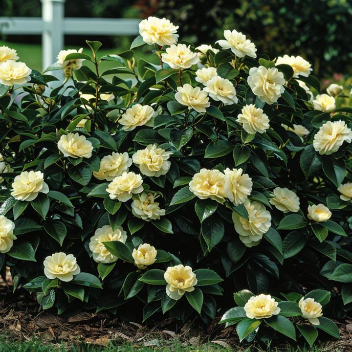 Produktbild Plant in a Box Camellia japonica Brushfield Yellow - 2er Set Japanische Rosen (50 cm)