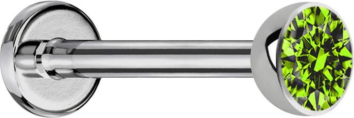 Produktbild Star Piercing Micro Labret silber mit Halbkugel Kristall hellgrün (Titan G23, ohne Messing)