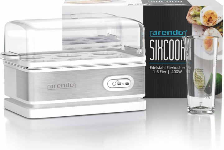 Immagine prodotto Arendo Bollitore per uova in acciaio inox 6 volte, 400 W, acciaio inox, funzione keep warm, durezza