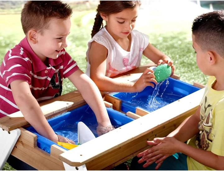 Actual product image Axi Nick Sand & Water Picnic Table Brown/White - Parasol Blue/White