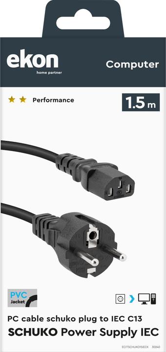 Produktbild Ekon Power cord with Schuko plug and IEC socket (1.50 m)