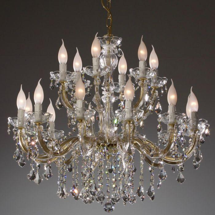 Immagine prodotto TL 18 Arm Kronleuchter gefertigt mit SWAROVSKI® Kristallen, messing (goldfarben) (75 cm)