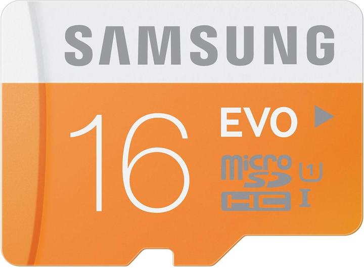 Produktbild Samsung EVO microSDHC mit Adapter (16 GB, microSDHC, U1, UHS-I)