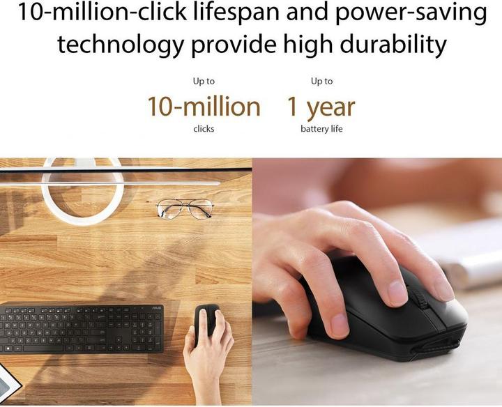 Image du produit ASUS MD200 /BK souris ambidextre RF sans fil + Bluetooth optique 4200 DPI (Sans fil)