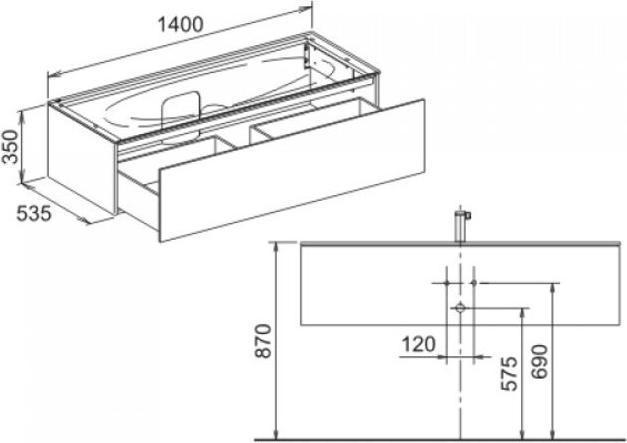 Produktbild Keuco Waschtischunterbau EDITION 11 1400x350x535mm ant (140 x 53.5 x 35 cm)
