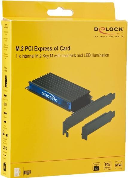 Produktbild Delock Host Bus Adapter PCIe x4 - M.2, NVMe, Key M, RGB-LED