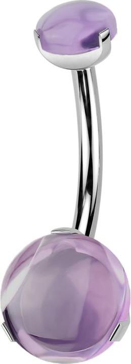 Produktbild Star Piercing Banane Innengewinde silber zwei Amethyst Steine gefasst (Titan G23, ohne Messing, Mineralisch)