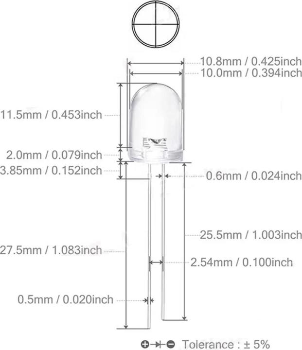 Actual product image Purecrea LED red 10mm