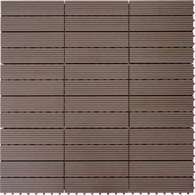 Immagine prodotto Swisshandel24 Piastrella WPC per pavimenti Rodano, aspetto legno balcone/terrazzo, 11x ogni 30x30cm = 1mq base (11 x, 30 x 30 cm)