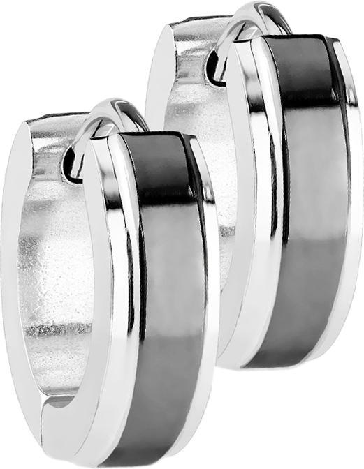 Image du produit Star Piercing Boucle d'oreille à clapet argenté avec bande noire fine (sans laiton, Acier chirurgical 316L)