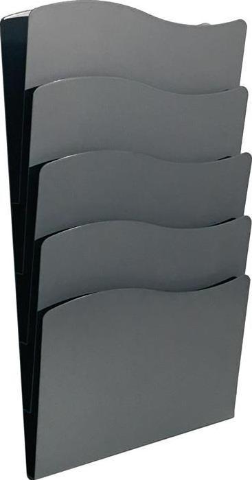 Image du produit Twinco Porte-brochures H430xL240xTmm Nombre de compartiments 5 DIN A4 Métal argenté (A4)