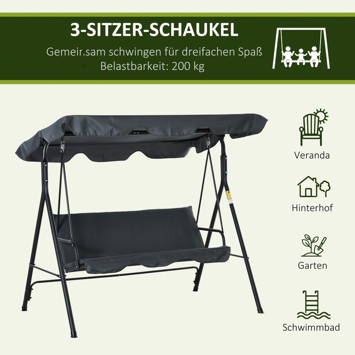 Produktbild Outsunny Hollywoodschaukel mit neigungsverstllbaren Sonnendach