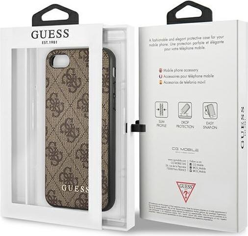 Immagine prodotto Guess GUHCI8G4GFBR iPhone SE 2022 / 2020 / 7 / 8 brązowy/marrone custodia rigida 4G Metal Gold Logo (Apple iPhone SE (terza generazione), Apple iPhone SE (seconda generazione), Apple iPhone 7)