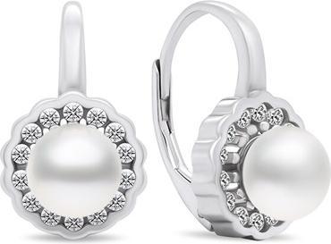 Actual product image Brilio Silver - Beautiful silver earrings with pearls and zircons EA440W