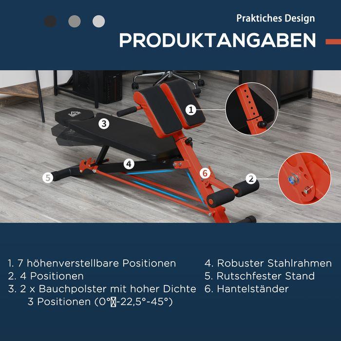 Produktbild Swisshandel24 Hantelbank Fitnessbank Schrägbank Multifunktion Bauchtrainer Verstellbar Stahl Schwarz 64x146x73,5-8