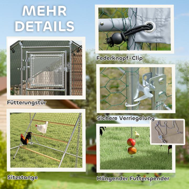 Actual product image PawHut Hühnerstall Verzinkte Stahlrohre, Stahlgitter Silber