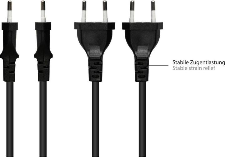 Actual product image Varia Euro mains cable Euro plug type C to C7Euro 8 socket, black, 0.75mm, 1.8m - 5e (1.80 m)
