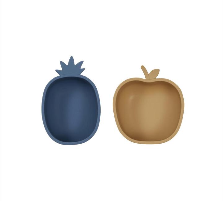 Actual product image Oyoy Children's Bowl Pineapple & Apple 2 pieces, Blue/Brown