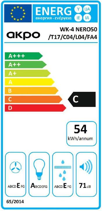 Energy Label Akpo Call WK-4 Nero 50 (Wall hood)