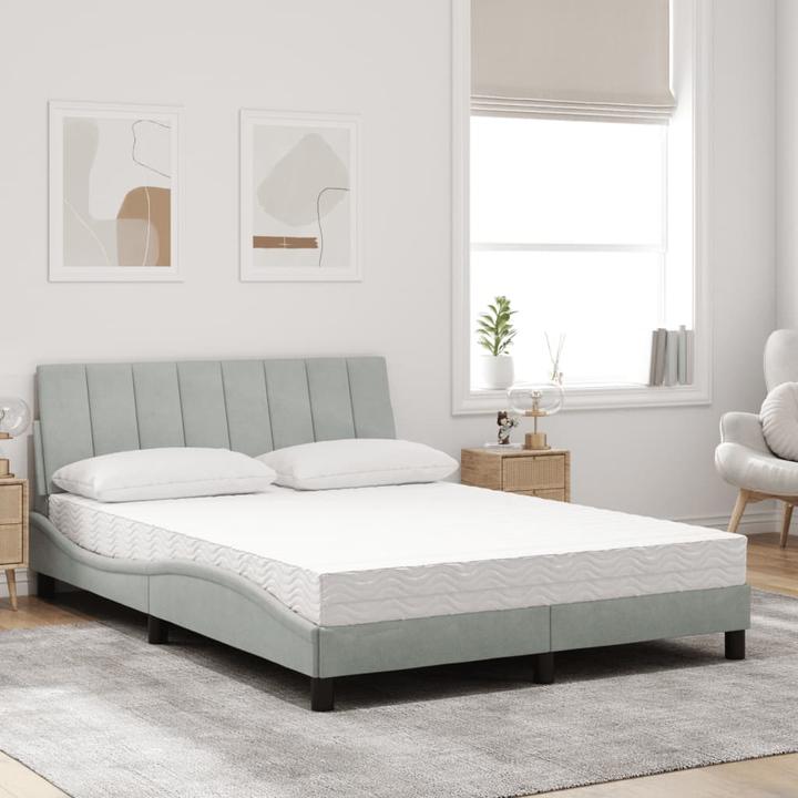 Immagine prodotto VidaXL Letto Letto imbottito Struttura del letto Letto matrimoniale Materasso Grigio chiaro 140x190 cm (140 x 190 cm)