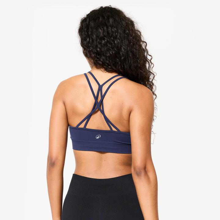Actual product image Kimjaly Yoga-Bustier Damen gekreuzte Träger leichter Halt - indigo (S)