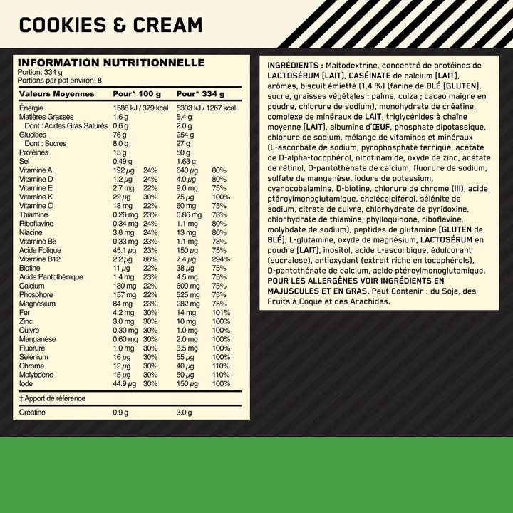 Produktbild Optimum Nutrition Serious Mass (Cookies and Cream, 1 Stk., 2722 g)