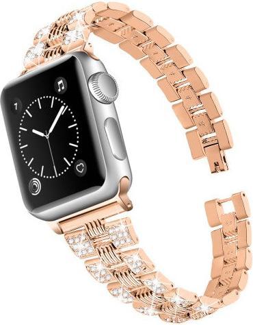 Produktbild Cover-Discount Apple Watch 42/44/45mm - Edelstahl mit Strass Armband roségold (42 mm, 44 mm, 45 mm, Edelstahl)