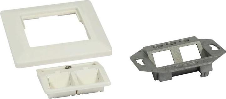 Actual product image Synergy 21 Keystone, module support, flush-mounted boxes for 2xTP module, pure white, angular outer frame