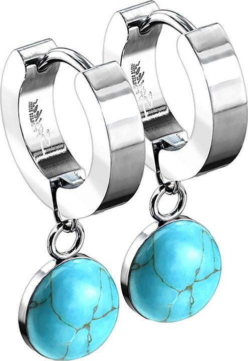 Image du produit Star Piercing Boucles d'oreilles à clapet argent pendentif pierre turquoise (sans laiton, Acier chirurgical 316L, Minéral)