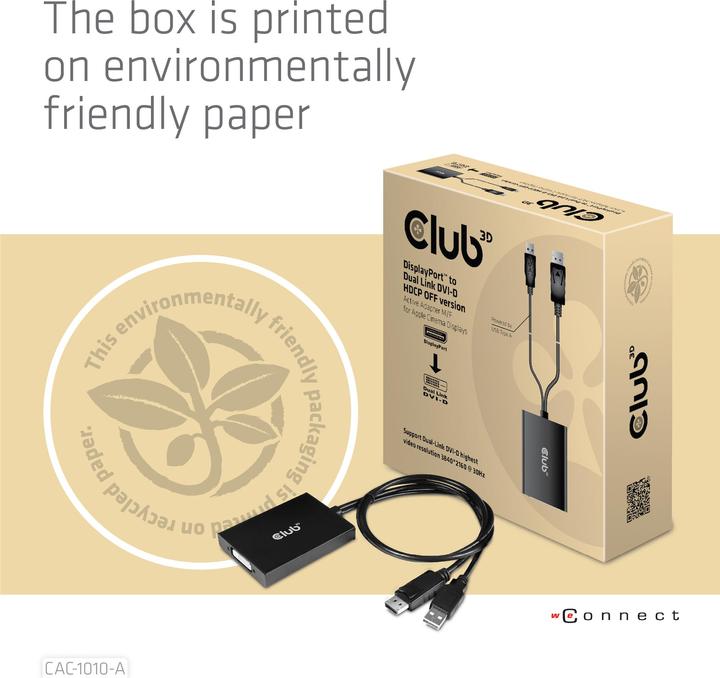 Produktbild Club 3D DisplayPort auf Dual Link DVI-D HDCP OFF (DVI, 60 cm)