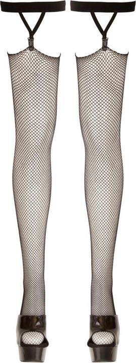 Actual product image Cottelli Collection Fishnet stockings with velvet garters (L)