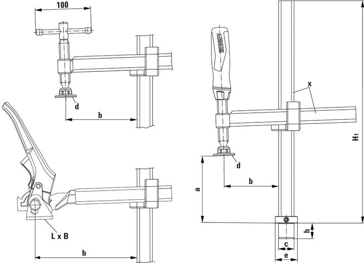 Actual product image Bessey Clamping element for welding table (200 mm)