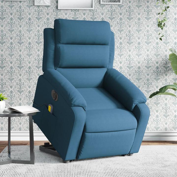 Produktbild VidaXL Massagesessel mit Aufstehhilfe Fernsehsessel Relaxsessel Blau Samt