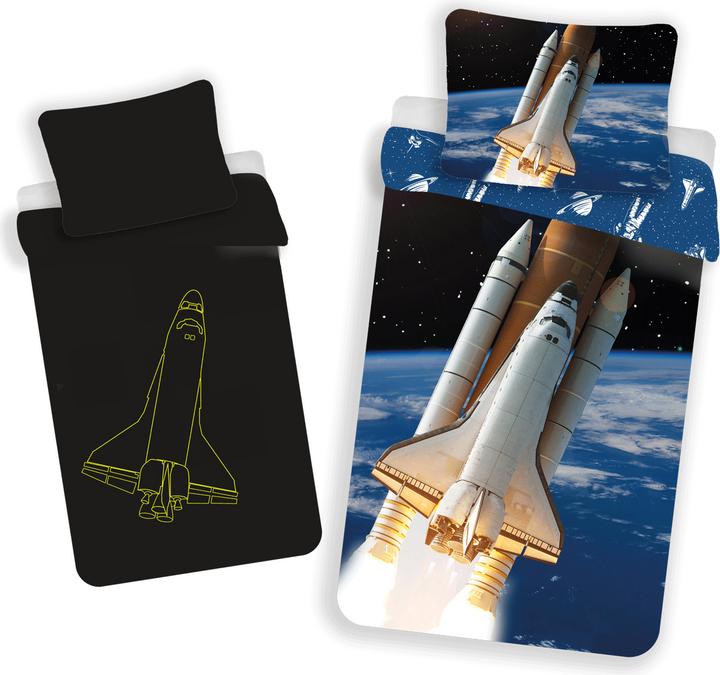 Actual product image Tinisu Space Shuttle bed linen - soft cotton 140x200 cm pillow and blanket
