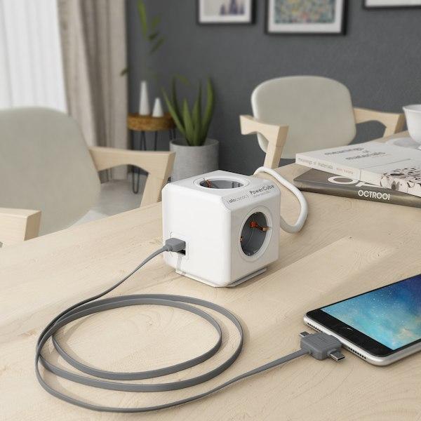 Actual product image Allocacoc PowerCube S+ (6 x, Type 13, USB-A, 3 m)