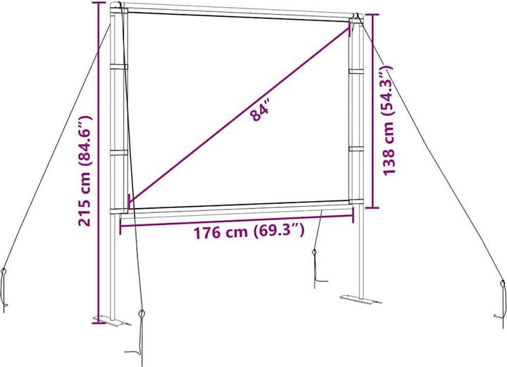 Immagine prodotto VidaXL Schermo per proiettore con supporto Schermo per proiezione da 84 pollici 4:3 (84", 4:3)