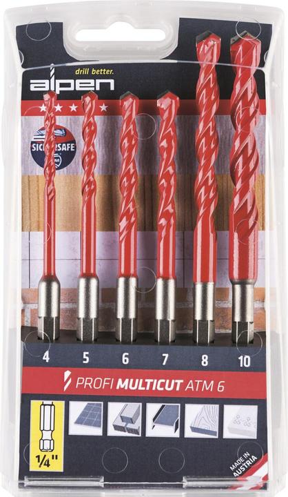 Image du produit Alpen Jeu de forets hélicoïdaux Multicut (6 mm, 10 mm, 5 mm, 8 mm, 4 mm)