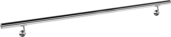 Wiltec Handlaufset Wandhalter Handlauf 130cm Halter Treppe Haltegriff Edelstahl V2A (Edelstahl)