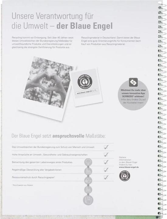 Produktbild Oxford Recycling Collegeblock, A4+ (A4+, Blanko, Weicher Einband)