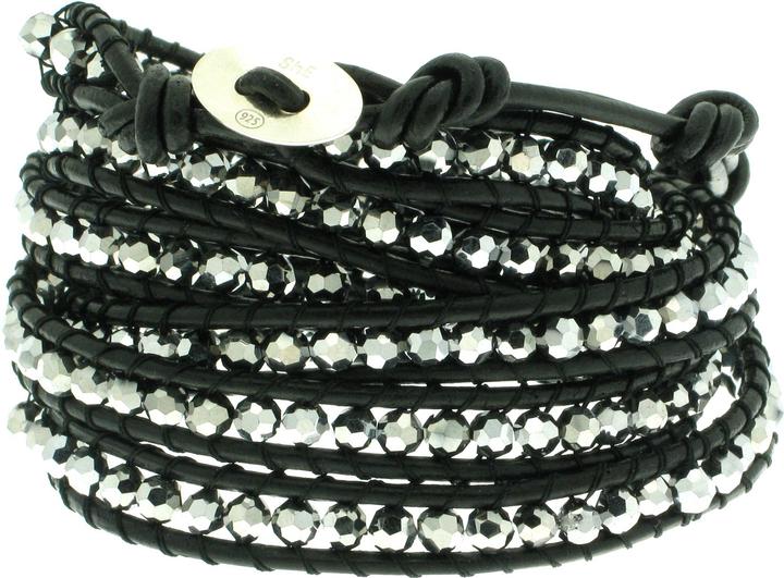 Produktbild Leyda Armband Leder Grau (100 cm, Silber 925, Synthetischer Stein, Leder)