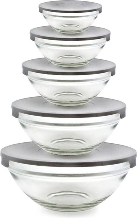 Image du produit B-Home Lot de 5 bols en verre avec couvercle (1 l, 5 x)