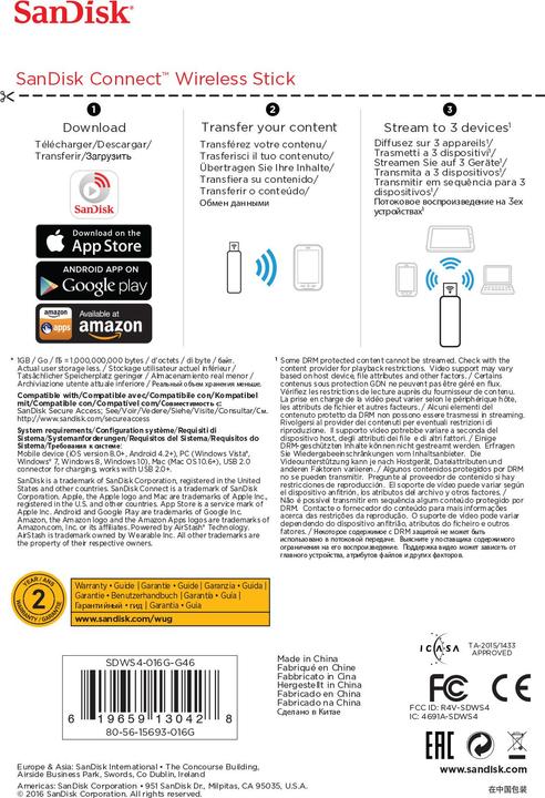 Produktbild SanDisk Connect Wireless Stick (16 GB, USB 2.0)