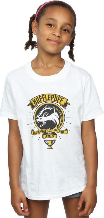 Actual product image Girls Hufflepuff Toon Crest Cotton T-Shirt (128)