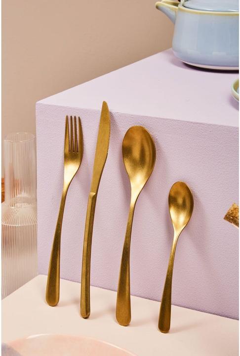 Actual product image Fifty five south Avie antique gold finish cutlery set - 16 pieces (4 Piece, Cutlery set)