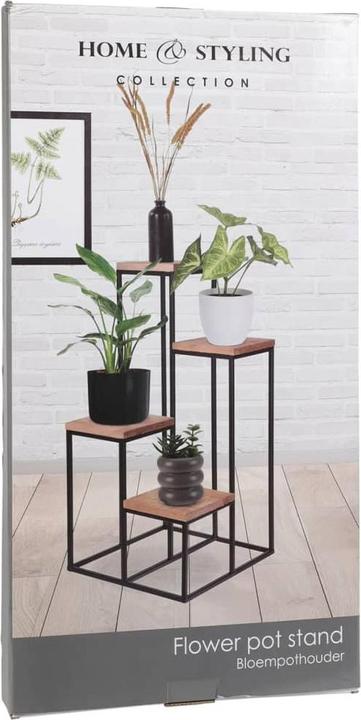 Actual product image Home&Styling Plant stand with 4 shelves Natural and black flower pot stand