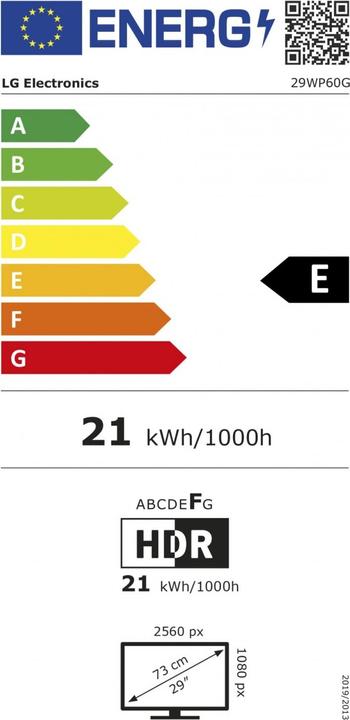 Energielabel LG 29WP60G-B (2560 x 1080 pixels, 29")