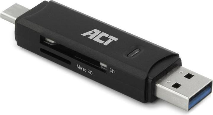 Actual product image USB 3.2 card reader, SD/micro SD, USB-C or USB-A, black (USB-C 3.2 Gen 1)