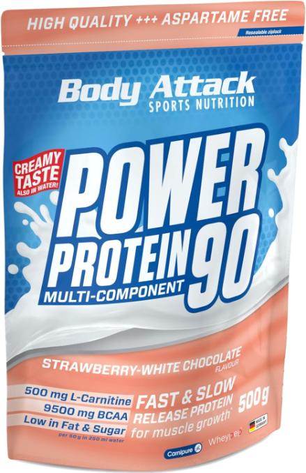 Image du produit Body Attack New Power Protein 90 (sachet de 500g) (Fraise, Chocolat blanc, 1 pcs, 500 g)