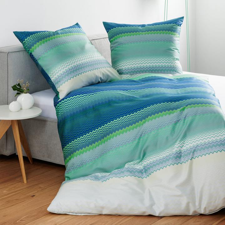 Actual product image Janine Mako-Satin Bettwäsche moments 98120 blau türkis (Duvet cover, 80x80 cm)